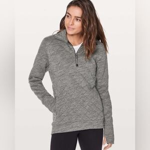 lululemon athletica | Forever Warm Pullover Heather Gray Quilted Sweatshirt Sz 8
